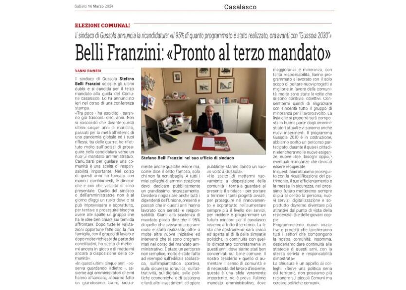 Sindaco Gussola Stefano Belli Franzini